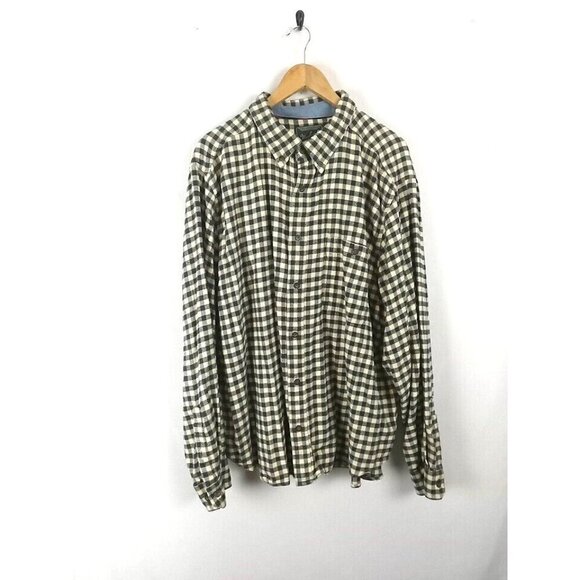 Woolrich Shirt Men's Size XXL Black Yellow Beige Checkered Flannel Lightweight - Picture 1 of 13